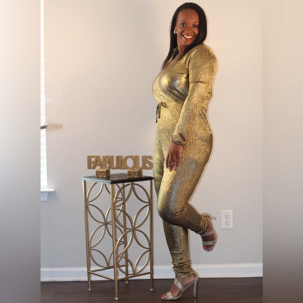 Metallic Gold Glitter Jumpsuit